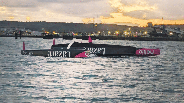 A smashed port float led to Lazare’s capsize