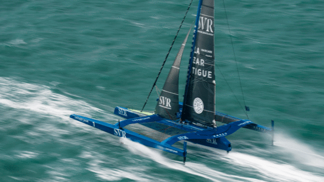 Franck Cammas and Tom Laperche took first place in the Ultim category of the Transat Café L’Or with SVR Lazartigue