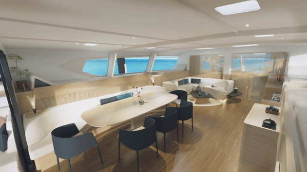 Galley within the yacht