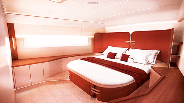 The master cabin render with brown tones